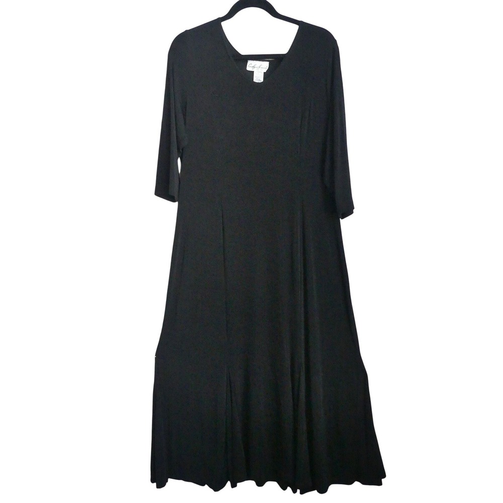 Carolyn Strauss Black Maxi Dress 1X USA Vacation Cruise Office Minimalist